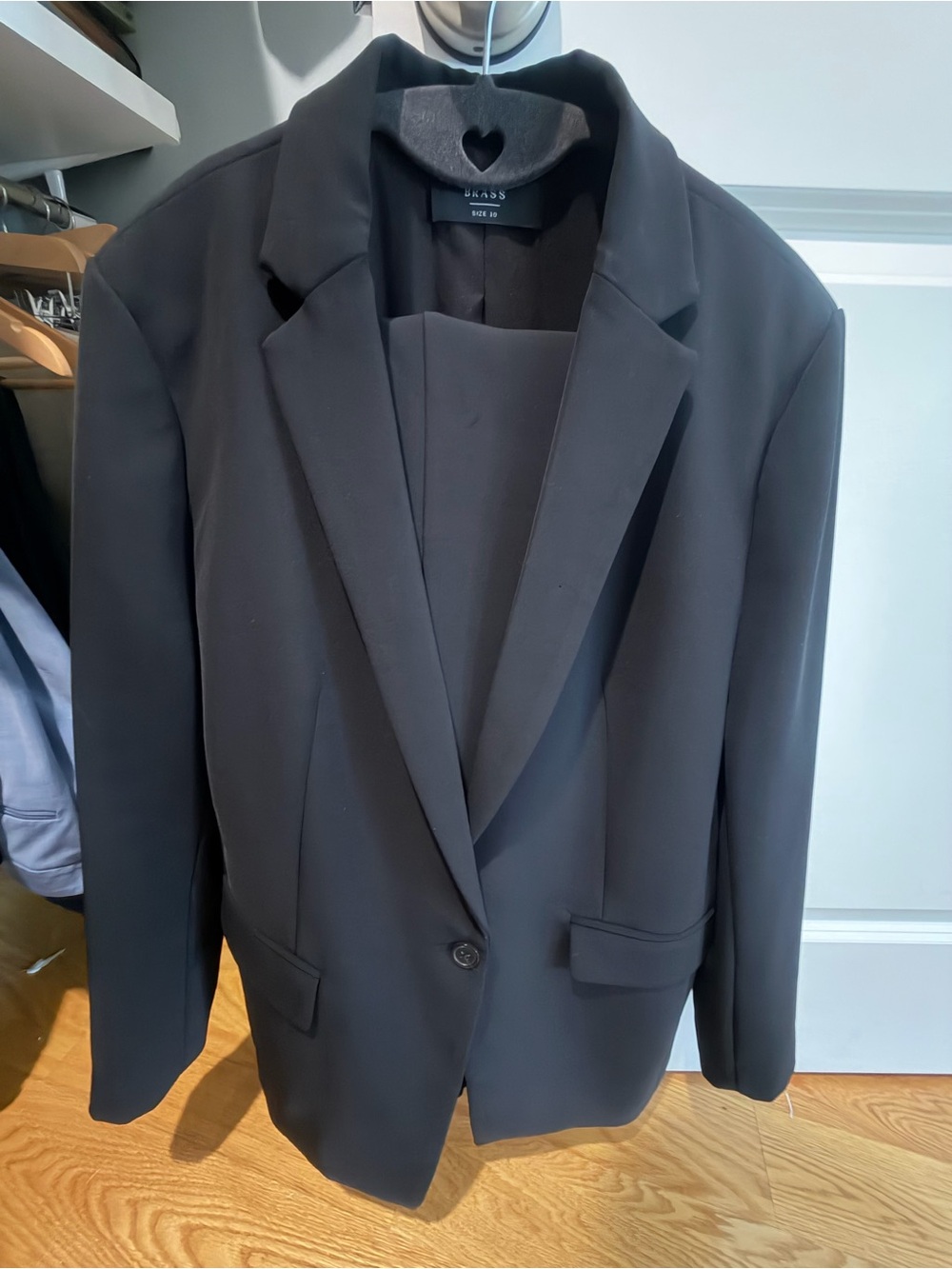 Brass Clothing Black Single-Button Blazer with Notch Lapel and Pants - Size 10